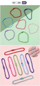 Detailed view of colorful metal ball bead chains for DIY keychains and tag crafts