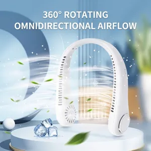 Tragbarer weißer flügelloser Nackenventilator mit USB-Akku für persönliche Kühlung