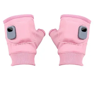 Pink electric heated half finger USB charging gloves for winter warmth and comfort