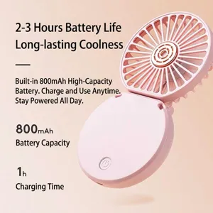 SL606 tragbarer faltbarer Nackenventilator mit 800-mAh-USB-Akku in modischem Rosa