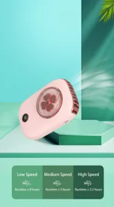 Ventilateur de taille rose portable avec batterie 2000mAh et 3 vitesses réglables