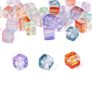 Perles de verre dépoli en forme de cube dégradé pour la création de bijoux DIY