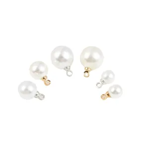 Breloques en perles ABS rondes avec boucles dorées et argentées pour bijoux DIY