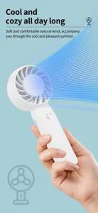 Tragbarer Mini-Turbo-Handventilator zeigt weiche natürliche Windströmung für den Sommer.