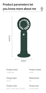 Detaillierte Spezifikationen für den tragbaren Mini-Handventilator mit USB-Ladefunktion