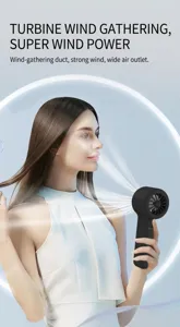 Detailed view of SL612 black handheld mini fan with wind simulation effect