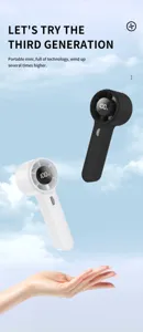 Portable mini handheld fan with LED display and USB rechargeable third generation design