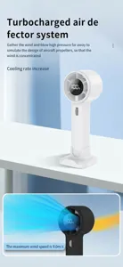 Detailed view of SL612 portable handheld fan with LED display and turbocharged airflow