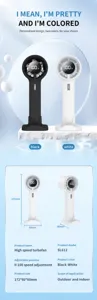 Detailed specifications of SL612 handheld mini turbofan in black and white colors