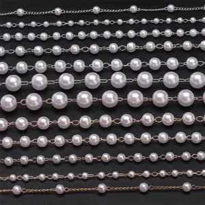 Catene di perle ABS bianche in varie misure per gioielli fai da te e nozze eleganti