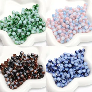 Assorted two-tone glass round beads for handmade DIY jewelry and accessory making