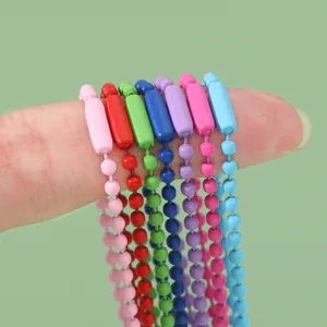 Multi-colored painted metal ball chains for DIY handmade jewelry and keychain accessories