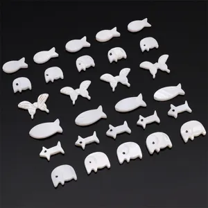 Perles d'animaux en coquillage blanc naturel pour création de bijoux DIY artisanat