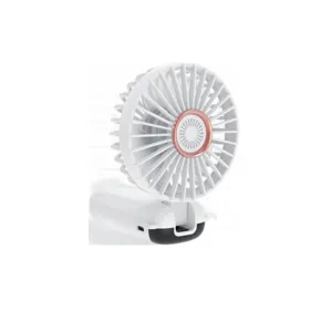 Close-up detail of SL618 portable white handheld fan with rose gold accent