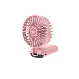 Side view of SL618 pink handheld portable USB fan with foldable design and quality finish.