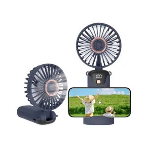 SL618 Portable handheld USB rechargeable fan with digital display and phone holder