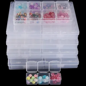 Boîtes de rangement en plastique transparent empilables pour perles et nail art DIY