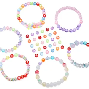 Perline colorate con alfabeto in acrilico da 4x7 mm per gioielli fai da te e braccialetti.