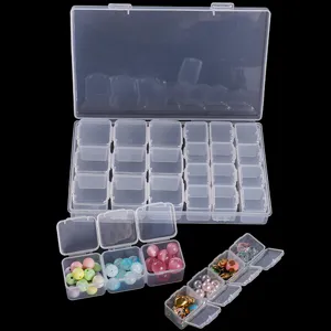 Boîte de rangement transparente à compartiments multiples pour bijoux et nail art DIY