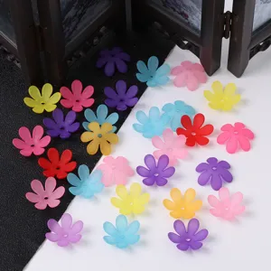Acrylic Frosted Translucent Six-Petal Flower Beads 20mm DIY Hairpin Jewelry Making Accessories Craft Findings