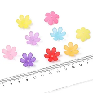 Detail view of 20mm frosted translucent six-petal flower acrylic beads for DIY crafts