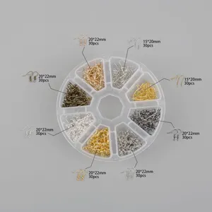 DIY σετ γάντζων σκουλαρικιών σε κουτί 8 θέσεων με διάφορα χρώματα και προδιαγραφές.