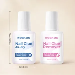 KOSKOE 15ml Lufttrocknender Nagelkleber und Entferner Set mit Maßen von 7.8cm mal 3cm
