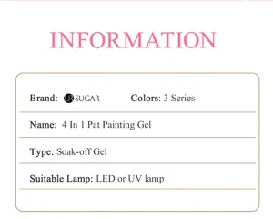Product information for UR SUGAR 4 In 1 Pat Painting Gel, type and lamp compatibility