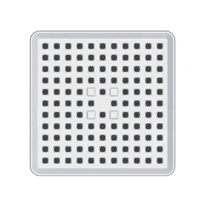 Macro view of 6-inch square shower head with silicone nozzles for steady water flow