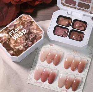 UR SUGAR Flora Wisp 4-in-1 solid nail gel palette with four gradient blush shades