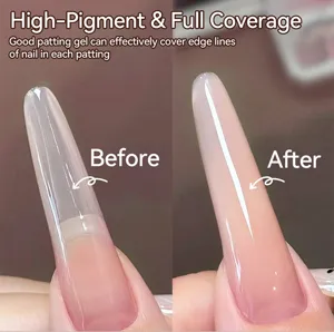 High-pigment nail patting gel for full coverage and hiding edge lines.