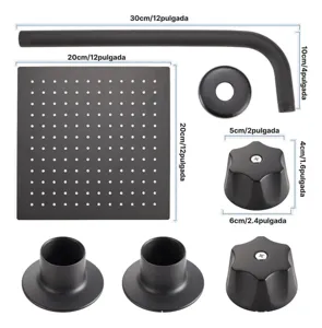 Dimensions du kit de douche en acier inoxydable noir mat avec tête de 20 cm