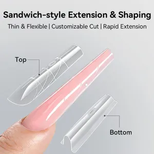 Forme per allungamento unghie BORN PRETTY a sandwich con stampi superiore e inferiore.