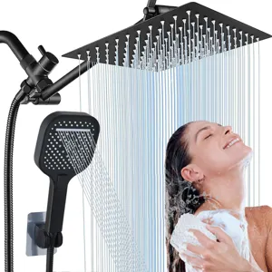 Stainless Steel Rainfall Shower System With Handheld Head High Pressure Matte Black Mirror Polished Bathroom Hardware Various Sizes