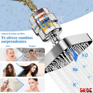 Detailoverzicht van 6 inch douchekopfiltersysteem met interne fasen en huidvoordelen