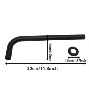 Detailed size specifications for matte black stainless steel shower arm extension pipe.