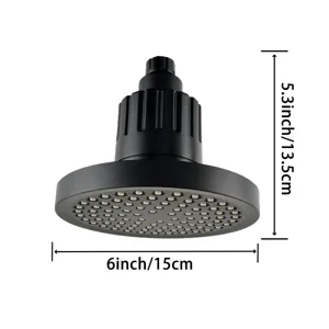 Technical dimensions of 6 inch black pressurized rain shower head for bathroom shower