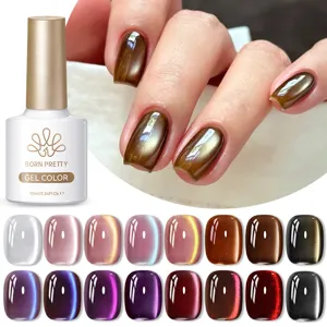 BORN PRETTY crystal cat-eye gel nail polish with magnetic glitter effect swatches
