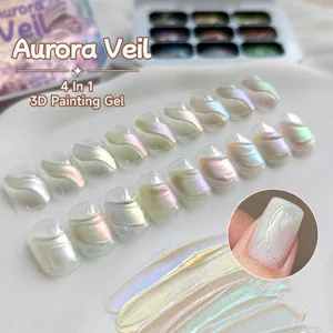 Detail of Aurora Veil 4 in 1 3D painting nail gel with iridescent pearlescent finish