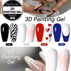 Detailed view of 3D nail painting gel showing embossed patterns and vibrant color swatches