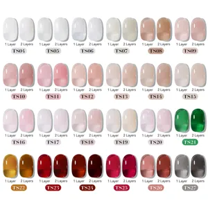 Tableau comparatif des couleurs de vernis à ongle gel translucide en 1 et 2 couches ici