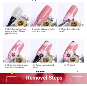 Detailed 6-step tutorial for using professional nail art painting gel on floral designs