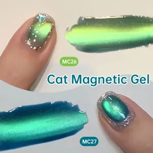 Gel per unghie magnetico cat eye scintillante professionale nei toni del verde e del verde acqua