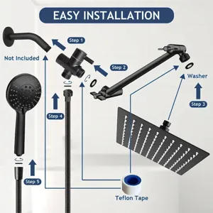 Guida all'installazione del set soffione doccia nero opaco a cinque funzioni completo