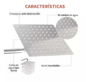 Square stainless steel rainfall shower head featuring 81 high-pressure anti-clog nozzles