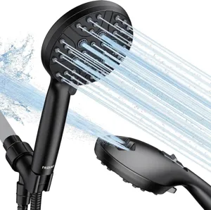 Soffione doccia portatile nero opaco professionale con spruzzo ad alta pressione e massaggio