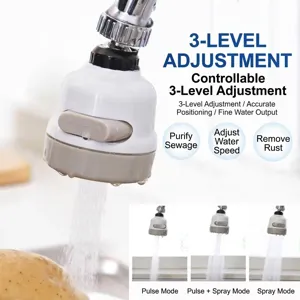3-Mode adjustable kitchen faucet aerator extender with rotatable pressure boost sprayer