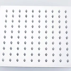 Modern square stainless steel rainfall shower head with 100 silicone spray nozzles