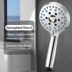 High-pressure handheld shower head with 7 spray modes in chrome finish