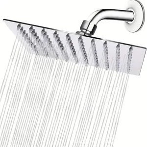 High-pressure large square stainless steel rainfall shower head with powerful water flow